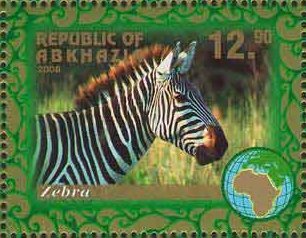 Stamp, Zebra, Abkhazia,  , Animals (Fauna)
