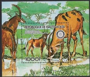 Souvenir Sheet, Antilopes rouannes, Upper Volta,  , Animals (Fauna), Antelopes, Mammals