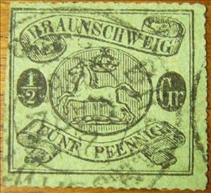 Stamp, Braunschweig coat of arms, Brunswick,  , Coats of Arms, Heraldic Animals, Horses, Stylized Animals