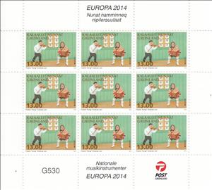 Mini Sheet, Musicial Instruments, Greenland,  , C.E.P.T. / Europe, Musical Instruments, Musicians