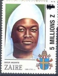 Stamp, CD 1314 with new value, Zaire,  , Religion