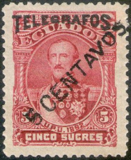 President Juan Flores - Telegraph stamp with diagonal overpr