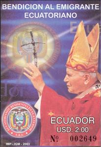 Souvenir Sheet, Blessing of the Ecuadorian Emigrant, Ecuador,  , Popes