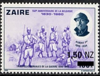 Stamp, CD 1068 with black overprint new value, Zaire,  , Kings