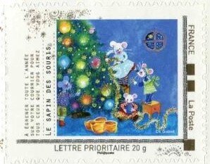 Stamp, Mice Tree. Le Sapin des Souris, France,  , Christmas, Mice, Trees