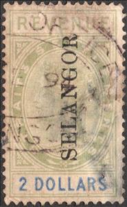 Stamp, Straits Settlement Revenue Stamp overprinted SELANGOR, Selangor,  , Crowns and Coronets, Heads of State, Queens, Royalty, Women