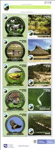 Mini Sheet, National Parks of the Amazon Region, Colombia,  , Animals (Fauna), Architecture, Frogs, Jaguars, Landscapes, Monkeys, Parks, Rivers