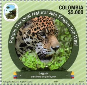 Stamp, Jaguar (Panthera onca), Colombia,  , Jaguars, Parks