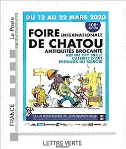 Stamp, 100th Antiques Fair. Foire Chatou Antiques Brocante, Personalized and Private Mail Stamps,  , Anniversaries and Jubilees, Fairs