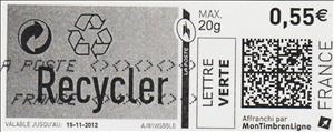 Stamp, Two Recycle Symbols. Recycler, Personalized and Private Mail Stamps,  , Environment Protection, Symbols