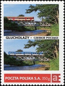Stamp, Głuchołazy - Czech Trains, Personalized and Private Mail Stamps,  , Bridges, Locomotives, Railways
