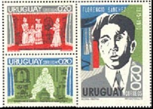 Se-tenant, Birth Centenary of Florencio Sanchez, Uruguay,  , Theatre