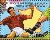 Stamp, Game scene, Benin,  , Football (Soccer), Sports
