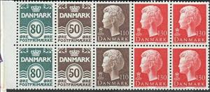 Booklet Pane, Queen Margrethe II and Figure 'wave'- type, Denmark,  , Famous People, Heads of State, Numbers, Queens, Royalty