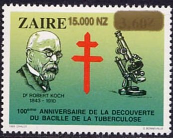 Stamp, CD 1192 with gold overprint new value, Zaire,  , Famous People