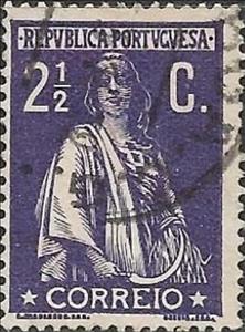 Stamp, Ceres 2½, Portugal,  , Agriculture, Crops, Gods and goddesses, Mythology, Tools