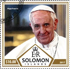 Stamp, Pope Francis, Solomon Islands,  , Famous People, Popes