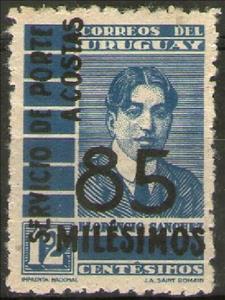 Stamp, Florencio Sanchez Surcharged, Uruguay,  , Authors, Literary People (Poets and Writers)