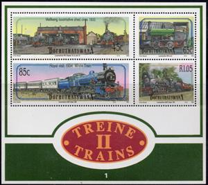 Souvenir Sheet, Locomotives, Bophuthatswana,  , Locomotives, Railways, Steam Traction
