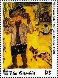 Stamp, The Corn Eater, Sudjana Kerton, Gambia,  , Art, Paintings