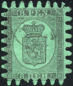 Stamp, Coat of Arms Type 1860, Markka/Penni Values, Type III, Finland,  , Coats of Arms, Heraldic Animals, Лев