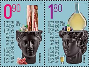 Se-tenant, Gastronomy, Bosnia and Herzegovina, Serbian Administration,  , Food, Gastronomy, Statues