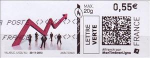 Stamp, Five people under an upward trending red arrow, Personalized and Private Mail Stamps,  , Arrows