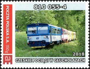 Stamp, Czech trains in Głuchołazy 810 055-4 2018, Personalized and Private Mail Stamps,  , Locomotives, Railways