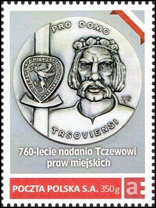Stamp, 760th anniversary of granting city rights to Tczew, Personalized and Private Mail Stamps,  