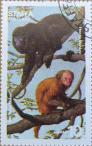 Stamp, Mammals, Howler Monkey, Cinderellas,  , Mammals, Monkeys