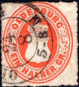Stamp, Coat of arms in oval, Oldenburg,  , Coats of Arms, Crowns and Coronets, Numbers
