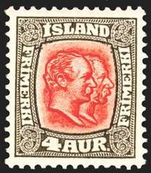 Stamp, Kings Christian IX and Frederik VIII, Iceland,  
