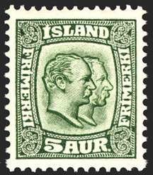 Stamp, Kings Christian IX and Frederik VIII, Iceland,  