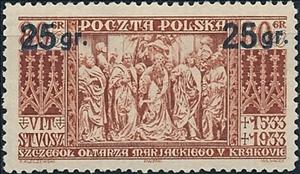 Stamp, St. Mary's Altar, Surcharged, Poland,  