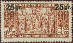 Stamp, St. Mary's Altar, Surcharged, Poland,  