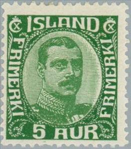 Stamp, King Christian X - green, Iceland,  , Heads of State