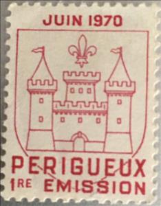 Stamp, First stamp printing in Perigueux, Cinderellas,  , Castles, Coats of Arms