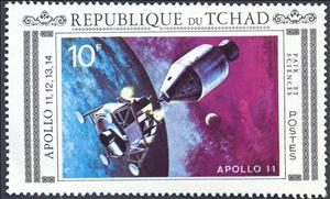 Stamp, Apollo 11, Chad,  , Outer Space, Space Traveling, Spacecrafts