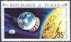 Stamp, Soviet Space, Chad,  , Outer Space, Space Traveling, Spacecrafts