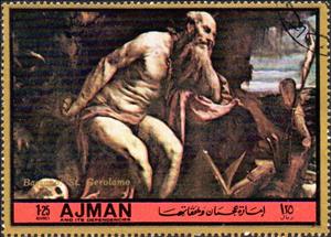 Stamp, St. Jeronimus, by Jacopo Bassano, Ajman,  , Paintings