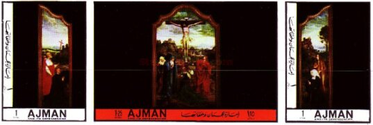 Se-tenant, "Crucifixion" - Se-tenant, Ajman,  , Paintings