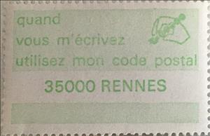 Stamp, Poste code Rennes 35000, Cinderellas,  , Postcodes