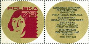 Stamp with Attached Label, Exposition Philatelique Mondiale Poznań 1973, Cinderellas,  , Expositions