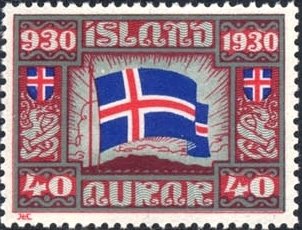Stamp, 1000 Years Allthing (First Session Of Parlament), Iceland,  , Flags