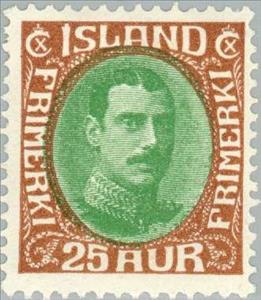 Stamp, King Christian X (redrawn), Iceland,  , Heads of State