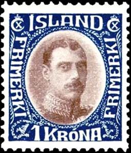 Stamp, King Christian X (redrawn), Iceland,  , Heads of State