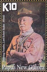 Stamp, Scouting Founder Lord Robert Baden-Powell, Papua New Guinea,  , Anniversaries and Jubilees, Scouting