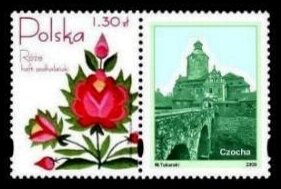 Stamp with Attached Label, Czocha, Personalized and Private Mail Stamps,  , Castles, Palaces