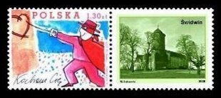 Stamp with Attached Label, Świdwin, Personalized and Private Mail Stamps,  , Castles
