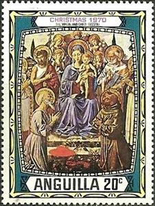 Stamp, Virgin and Child, by B. Gozzoli, Anguilla,  , Christmas